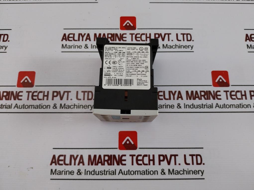 Siemens Sirius 3Rt1017-1Hb42 Power Contactor Dc 17…30V Ac-1: 22A 690V