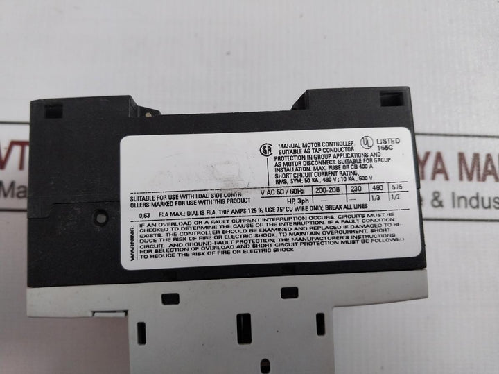 Siemens Sirius 3Rv1011-0Ga10 Motor Protection Circuit Breaker