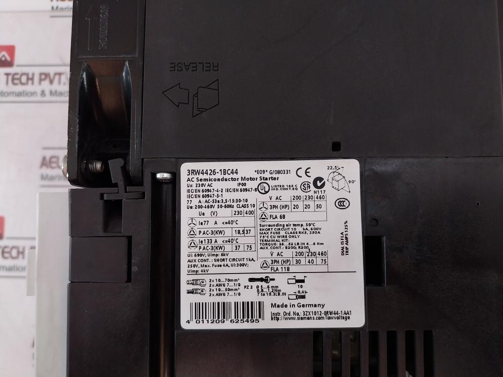 Siemens Sirius 3Rw4426-1Bc44/3Rw4900-0Kc00 Ac Semiconductor Motor Starter