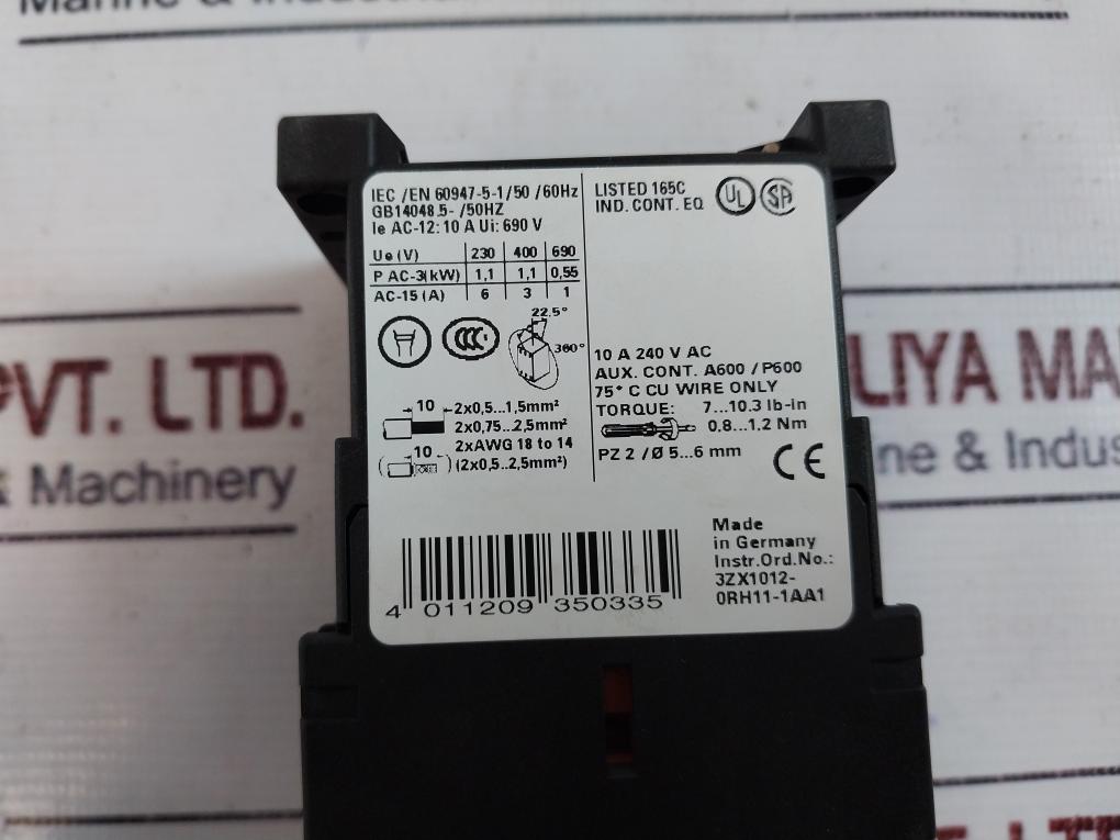 Siemens Sirius 3rh1131-1ah00 Contactor Relay 48v 50/60hz 3zx1012-0rh11-1aa1