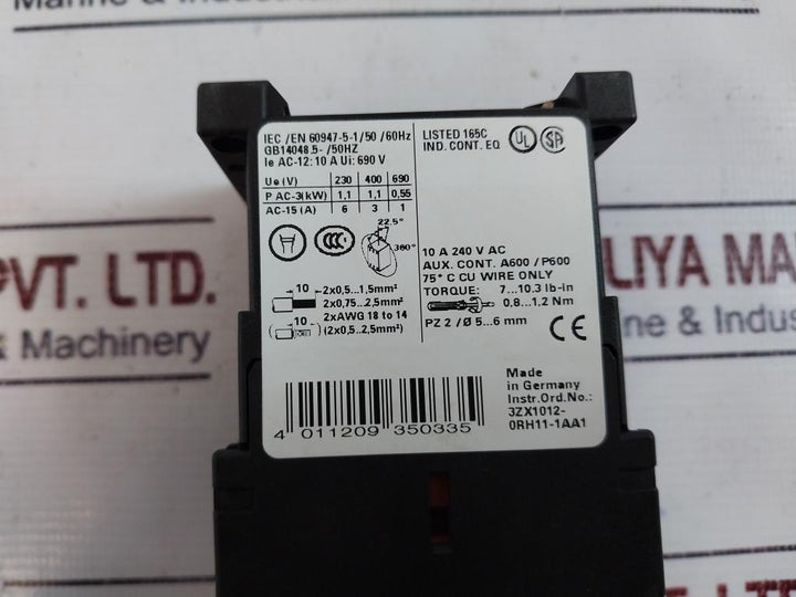 Siemens Sirius 3rh1131-1ah00 Contactor Relay 48v 50/60hz 3zx1012-0rh11-1aa1
