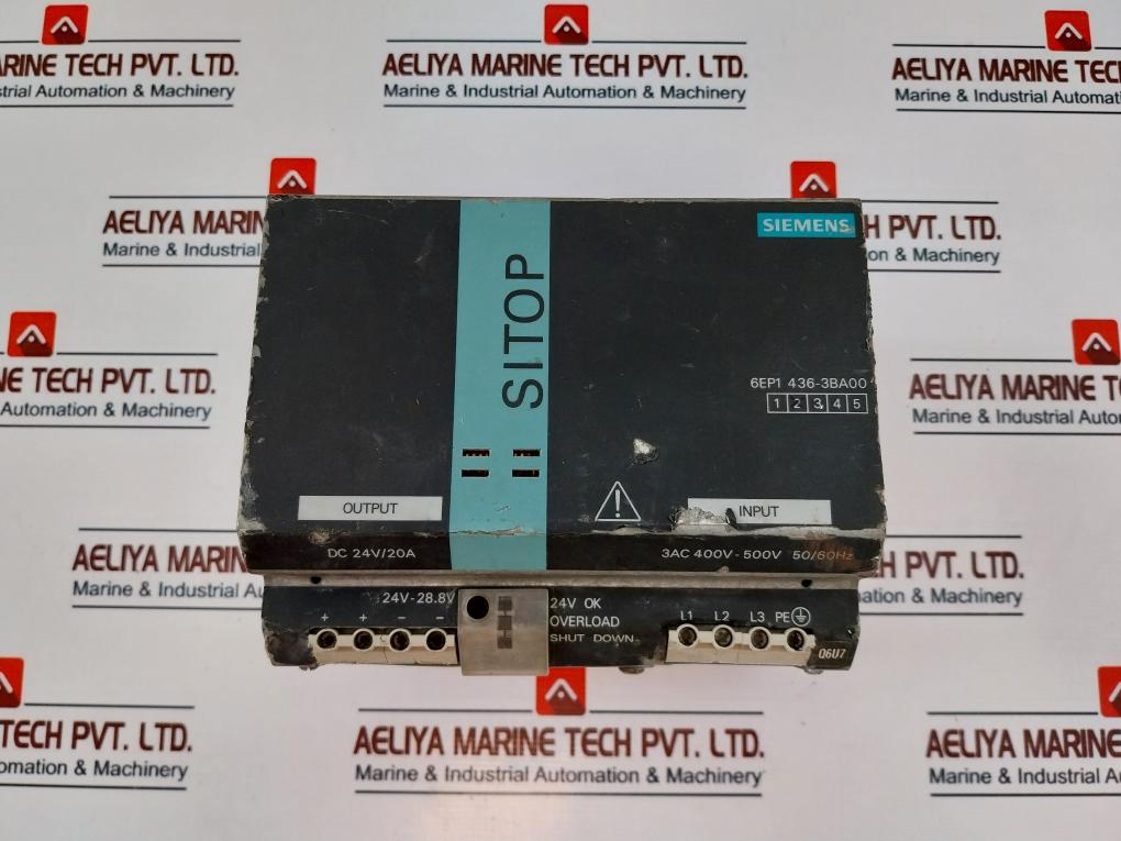 Siemens Sitop Power 20 6Ep1436-3Ba00 Power Supply 3Ac 400-500V/Max 1.3A 50/60Hz