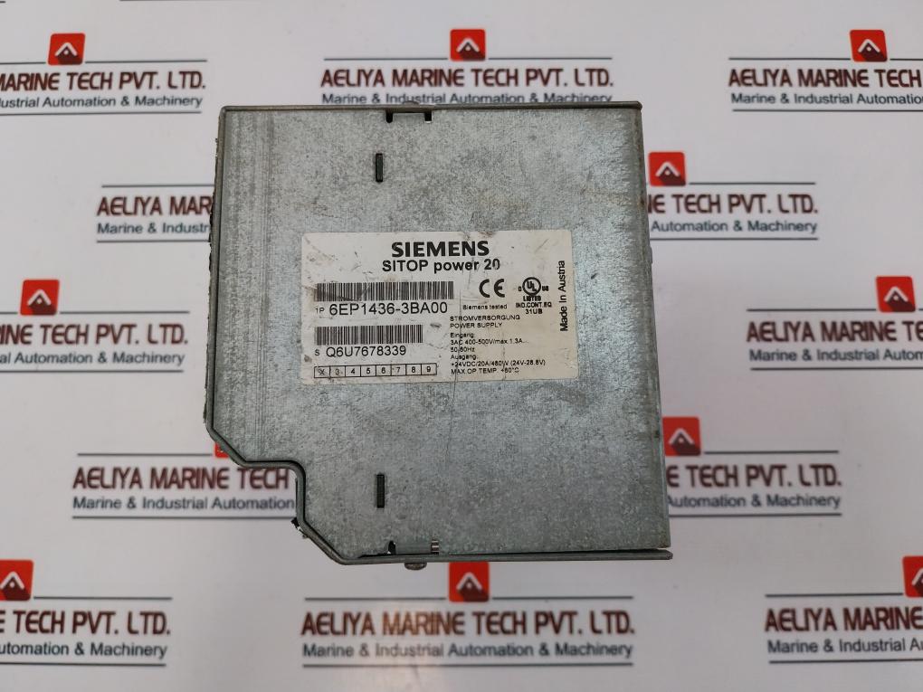 Siemens Sitop Power 20 6Ep1436-3Ba00 Power Supply 3Ac 400-500V/Max 1.3A 50/60Hz