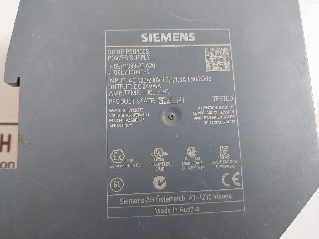 Siemens Sitop Psu100S 6Ep1333-2Ba20 Power Supply Ac120/230V