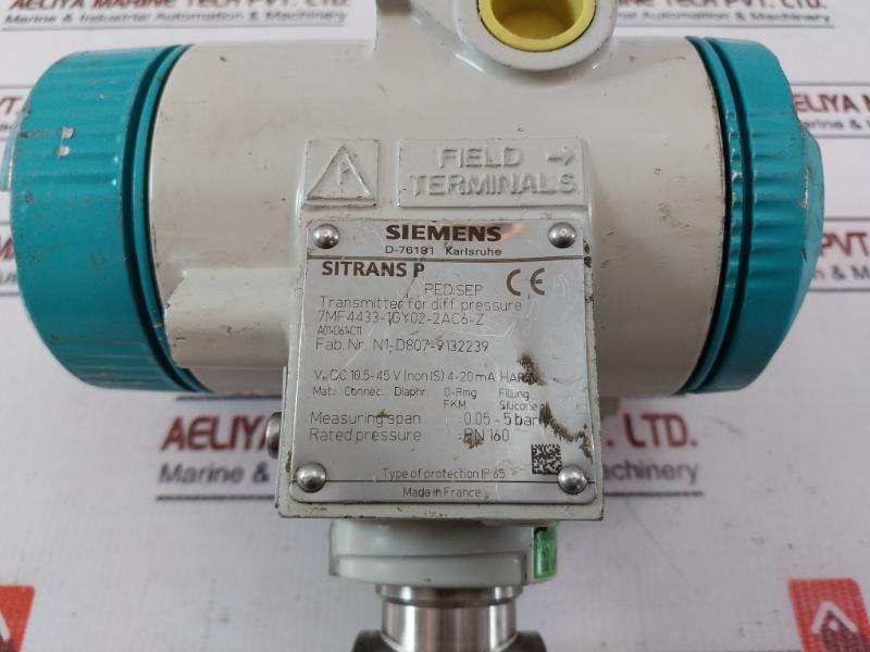 Siemens Sitrans 7Mf4433-1Gy02-2Ac6-z Pressure Transmitter 4-20 Ma Hart Ip65