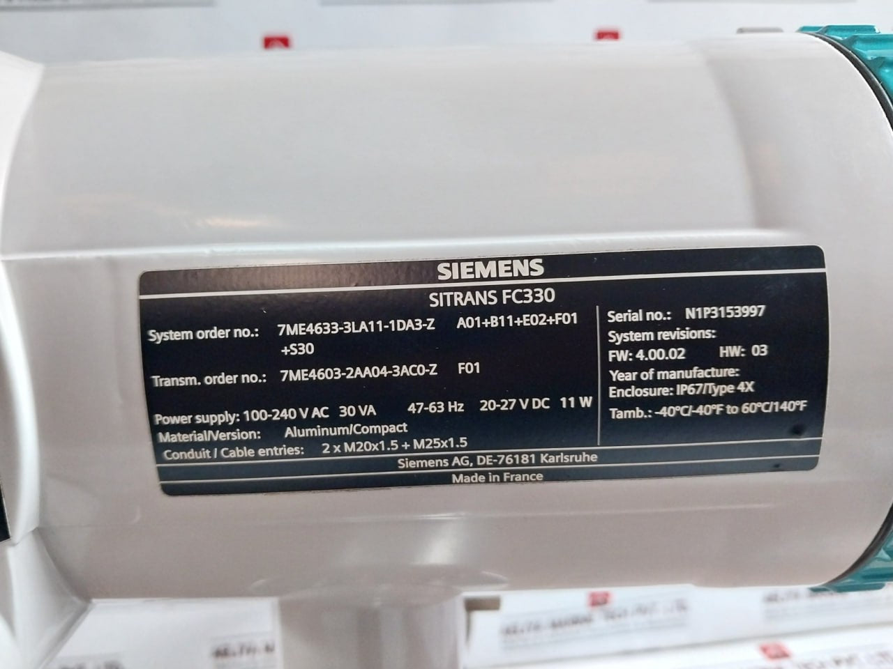 Siemens Sitrans Fc330 Measurement Sensors And Flow Meter System 100-240Vac