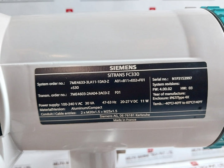 Siemens Sitrans Fc330 Measurement Sensors And Flow Meter System 100-240Vac
