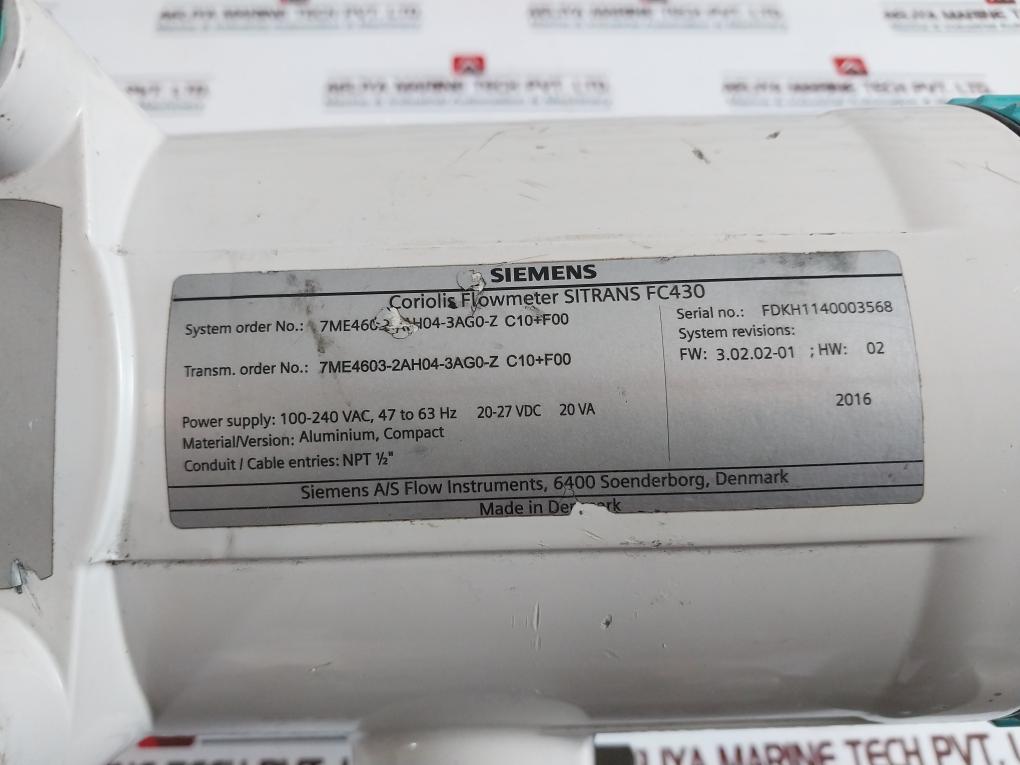 Siemens Sitrans Fc430 Coriolis Flowmeter 7Me4603-2Ah04-3Ag0-z C10+