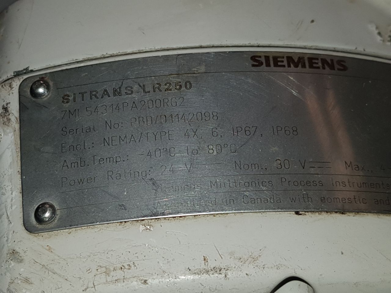 Siemens Sitrans Lr250 Radar Level Sensor Transmitter