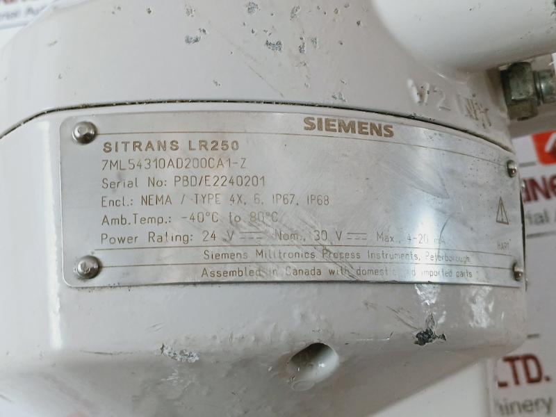 Siemens Sitrans Lr250 Radar Level Transmitter 7Ml54310Ad200Ca1-z