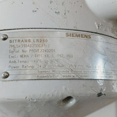 Siemens Sitrans Lr250 Radar Level Transmitter 7Ml54310Ad200Ca1-z