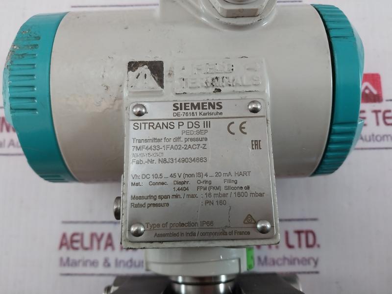 Siemens Sitrans P 7Mf4433-1Fa02-2Ac7-z Ds Iii Differential Pressure Transmitter