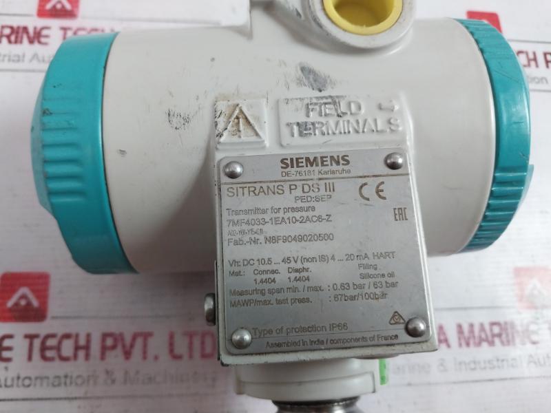 Siemens Sitrans P Ds Iii 7Mf4033-1Ea10-2Ac6-z Pressure Transmitter 67 Bar 1.440