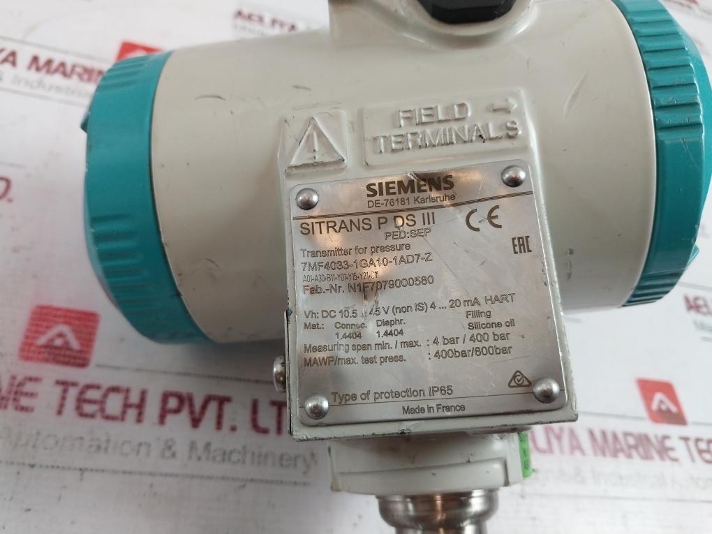 Siemens Sitrans P Ds Iii 7Mf4033-1Ga10-1Ad7-z Pressure Transmitter 0011.03.06