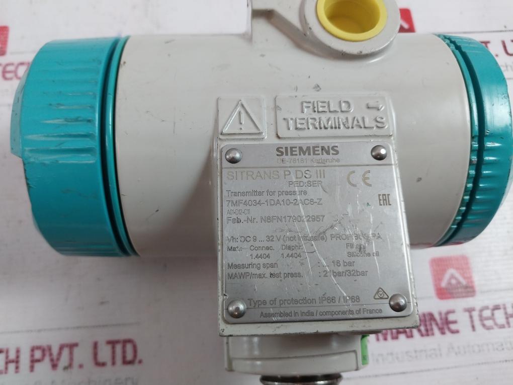 Siemens Sitrans P Ds Iii 7Mf4034-1Da10-2Ac6-z Pressure Transmitter 16 Bar