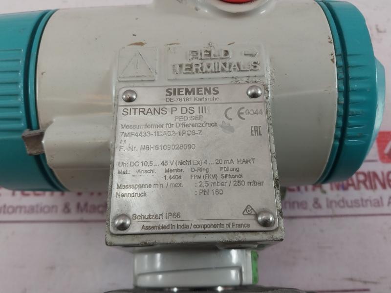 Siemens Sitrans P Ds Iii 7Mf4433-1Da02-1Pc6-z Differential Pressure Transducer N8H6109028090