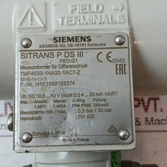 Siemens Sitrans P Ds Iii 7Mf4533-1Ha32-1Ac7-z Transmitter For Differential Pressure And Flow