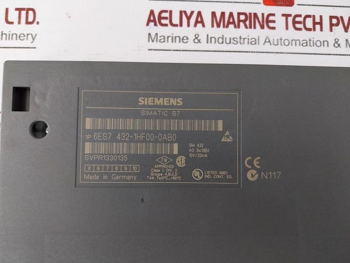 Siemens Sm 432 Ao 8X13Bit Analog Output Module 6Es7 432-1Hf00-0Ab0