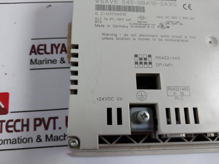Siemens Tp 170A Simatic Touch Control Panel Dc 24V/240Ma 24Vdc 0V