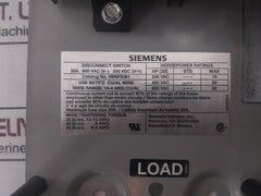 Siemens Vbnfs361 Low Voltage Circuit Protection Disconnect Switch 30A 600Vac