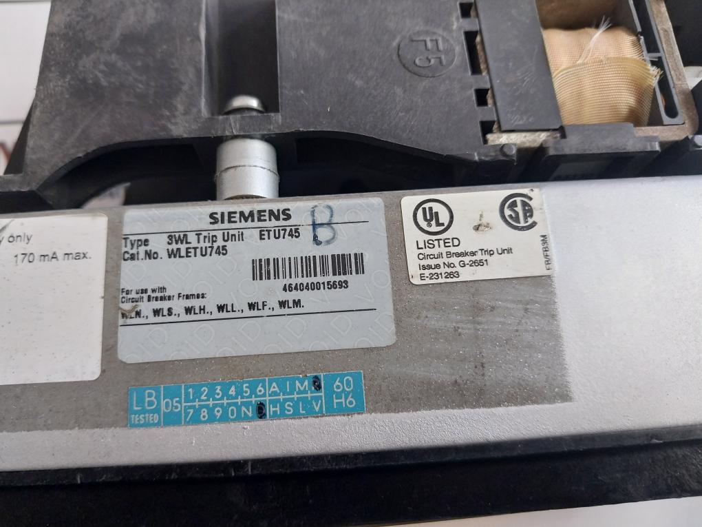 Siemens Wletu745 Circuit Breaker Trip Unit