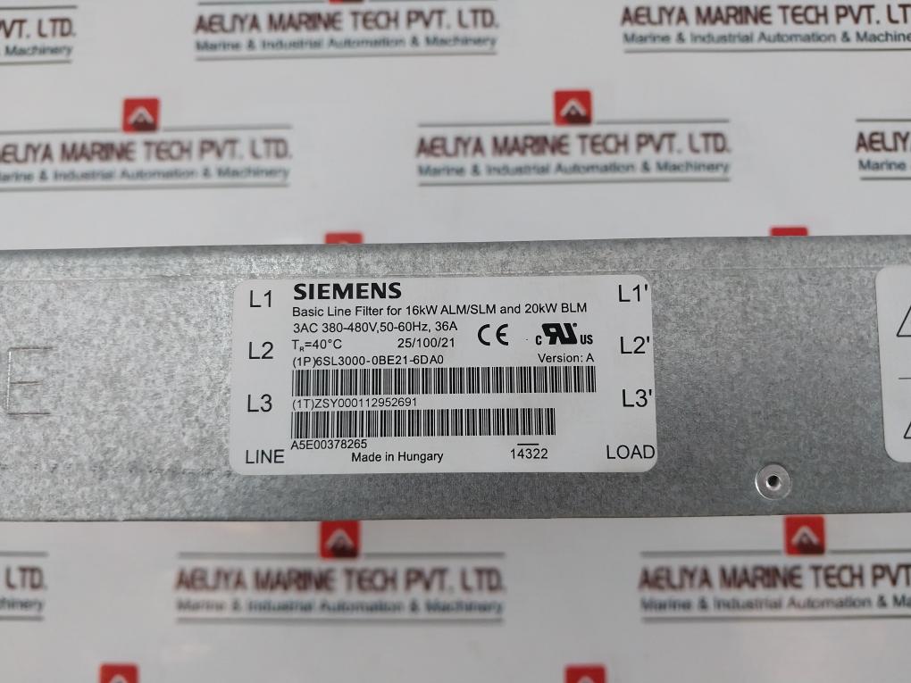 Siemens (1P) 6Sl3000-0Be21-6Da0 Basic Line Filter 50/60Hz