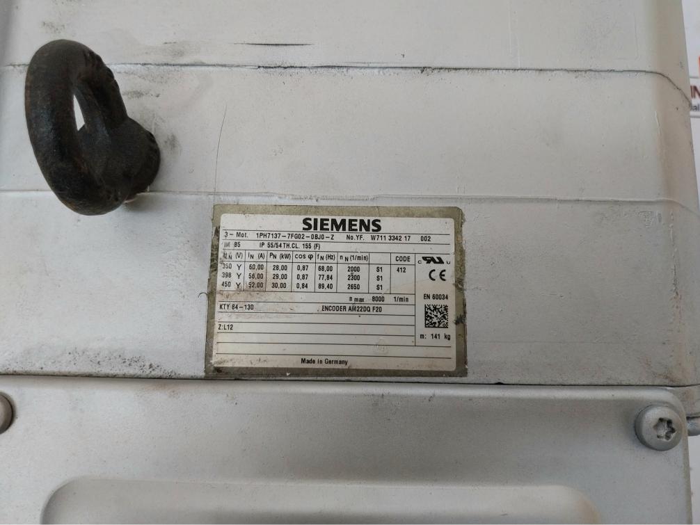 Siemens 1Ph7137-7Fg02-0Bj0-z Servo Motor 8000 1/Min