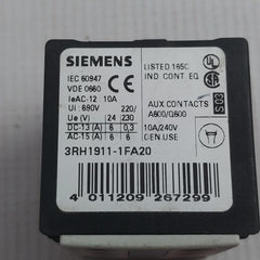 Siemens 3Rh1911-1Fa20 Auxiliary Contact Block 690V