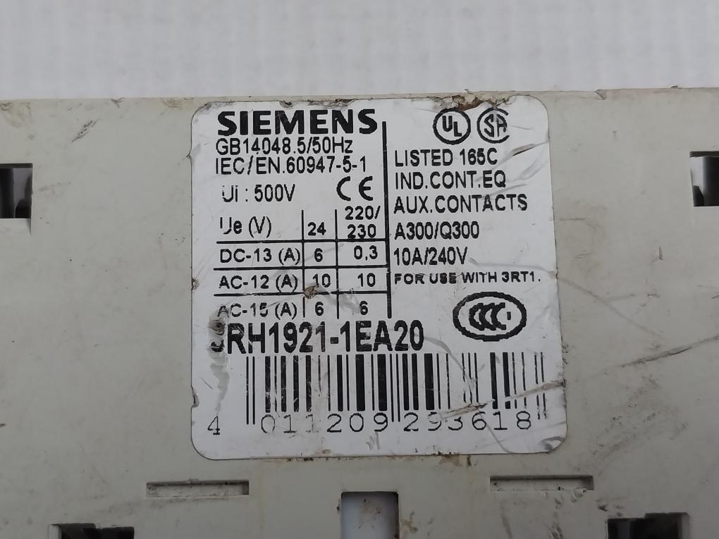 Siemens 3Rh1921-1Ea20 Auxiliary Contact 10A 240V