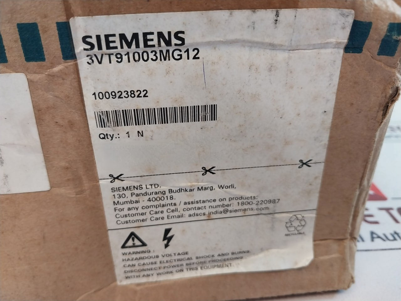 Siemens 3Vt9100-3Mg12 3Vt Door-coupling Rotary Mechanism Circuit Breaker