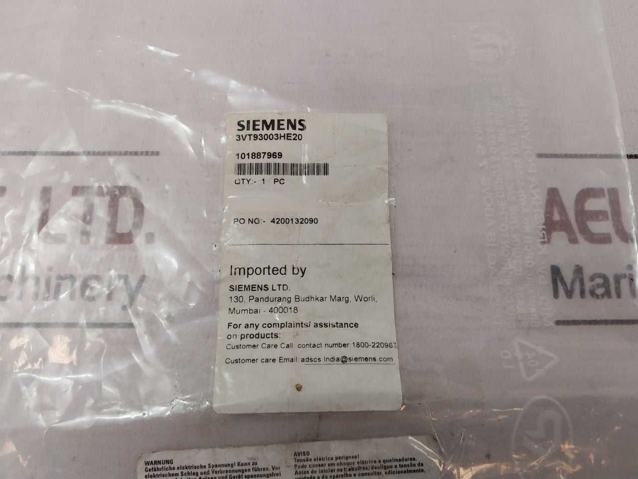 Siemens 3Vt9300-3He20 Rotary Handle With Lock
