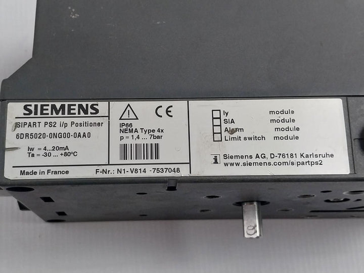 Siemens 6Dr5020-0Ng00-0Aa0 Sipart Ps2 I/P Valve Positioner 4-20Ma Ip66