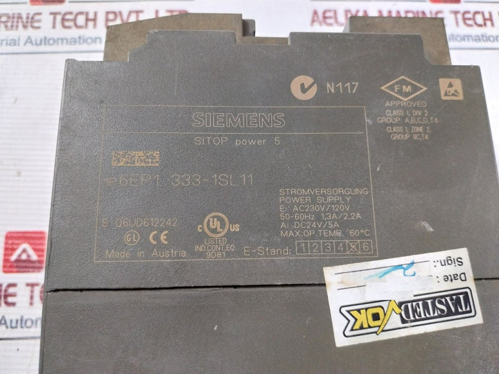 Siemens 6Ep1 333-1Sl11 Power Supply Ac230V/120V