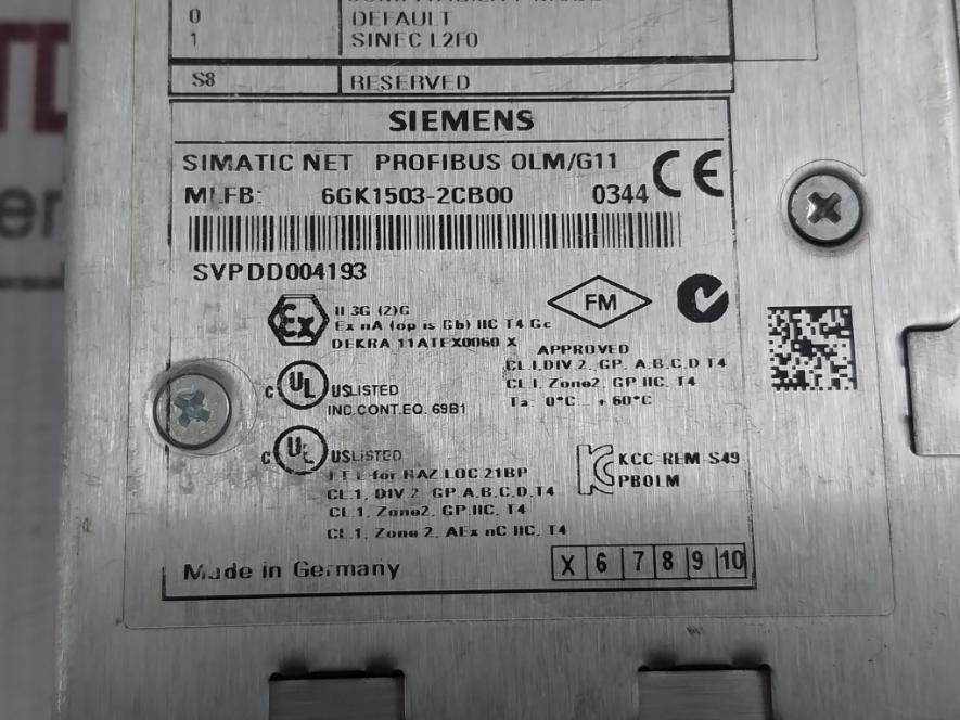 Siemens 6Gk1503-2Cb00 Optical Link Module Profibus Olm/G11 V4.0 Svpdd004193