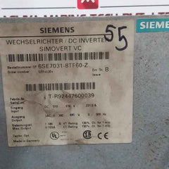 Siemens 6Se7031-8Tf60-z Simovert Vc Dc Inverter G91+L30+ Dc510-650V 0-500 Hz