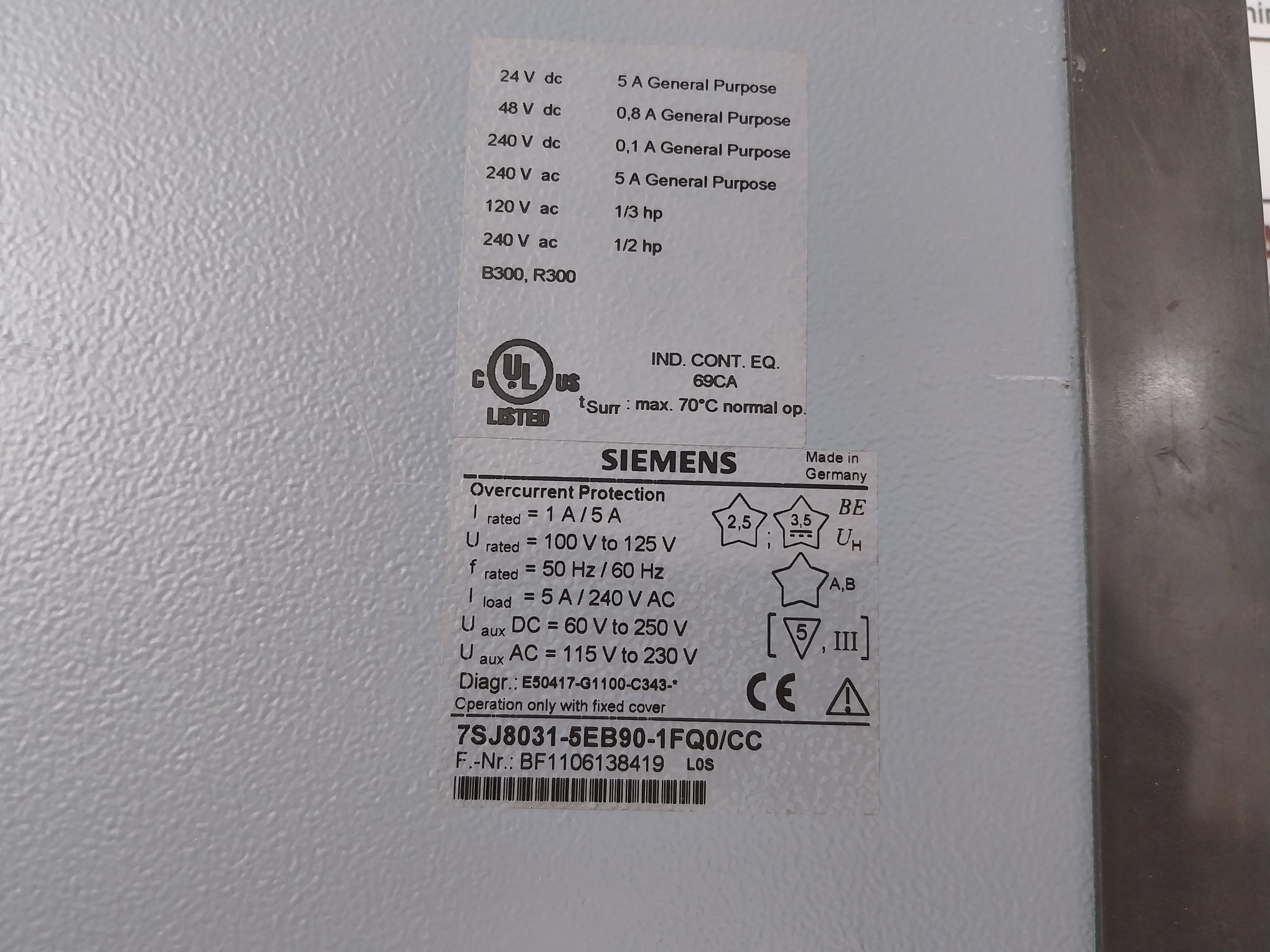 Siemens 7Sj8031-5Eb90-1Fq0/Cc Overcurrent Protection Relay