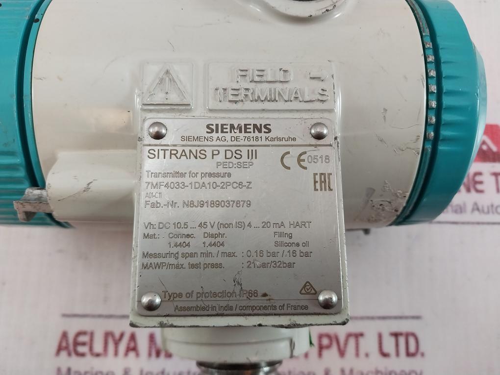 Siemens sitrans p ds iii 7mf4033-1da10-2pc6-z transmitter for pressure
