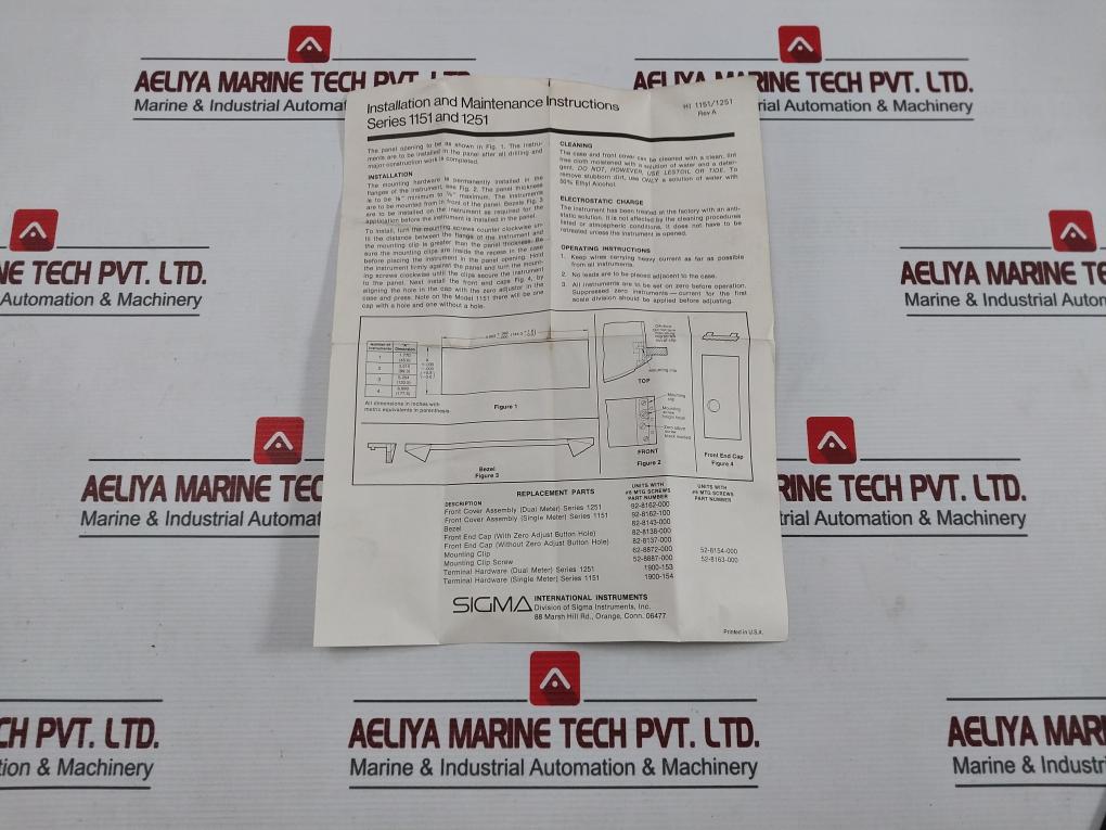 Sigma 1251Vb Dual Panel Meter 82-8143-000, 82-8138-000, 52-8887-000