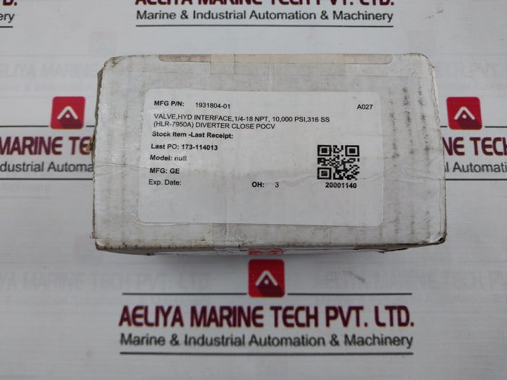 Sigma Hlr 7950A Hydraulic Interface Valve 10,000Psi