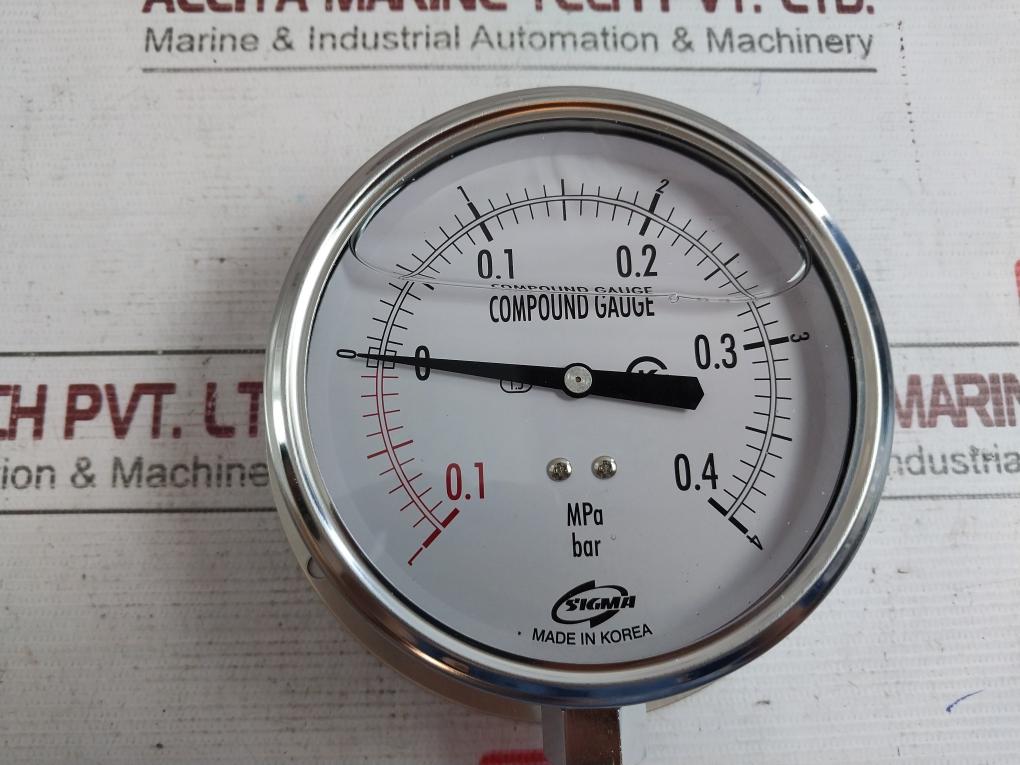 Sigmatech 1 To 4 Bar Liquid Filled Compound Gauge Mm-09-1-7