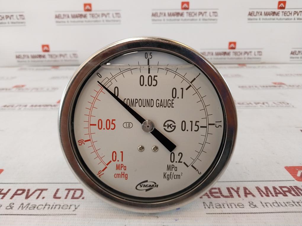 Sigmatech Cmhg Compound Gauge -0.1 To 0.2 Mpa 1.0