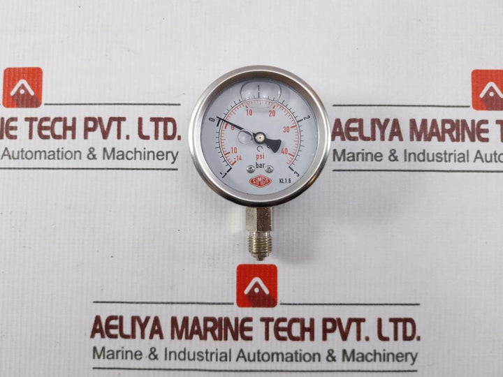 Simga -1 To 3 Bar Bottom Pressure Gauge 14 To 40 Psi