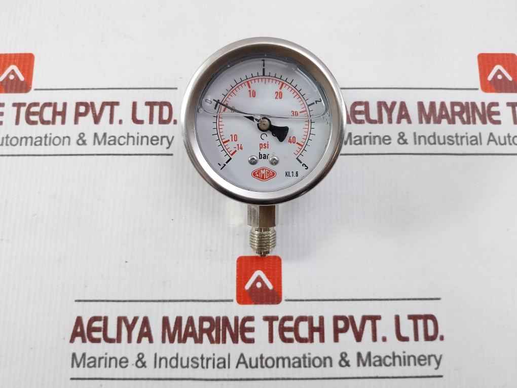 Simga -1 To 3 Bar Bottom Pressure Gauge 14 To 40 Psi