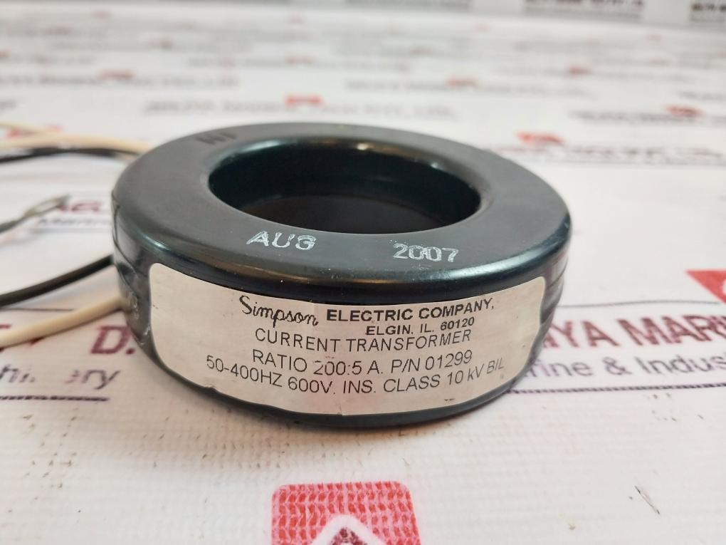 Simpson Electric 01299 Current Transformer 200:5 A