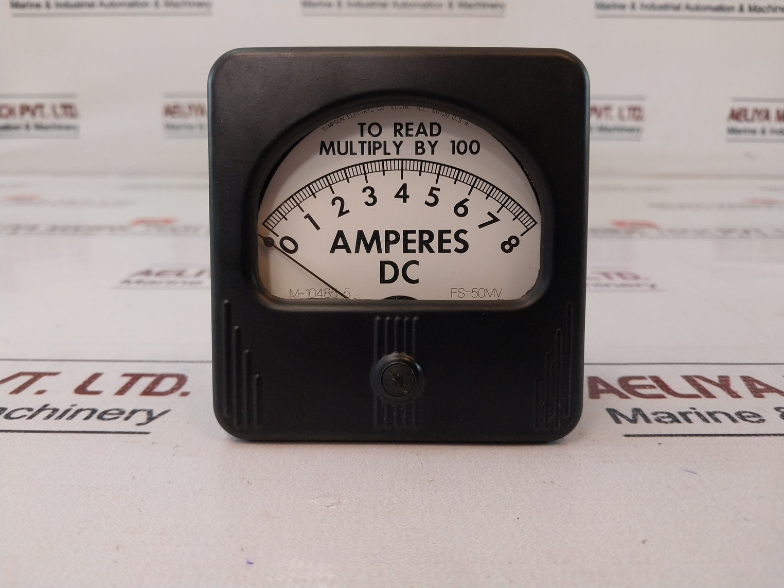 Simpson M-10485-5 Panel Meter 27A 0-8 Ampere Dc