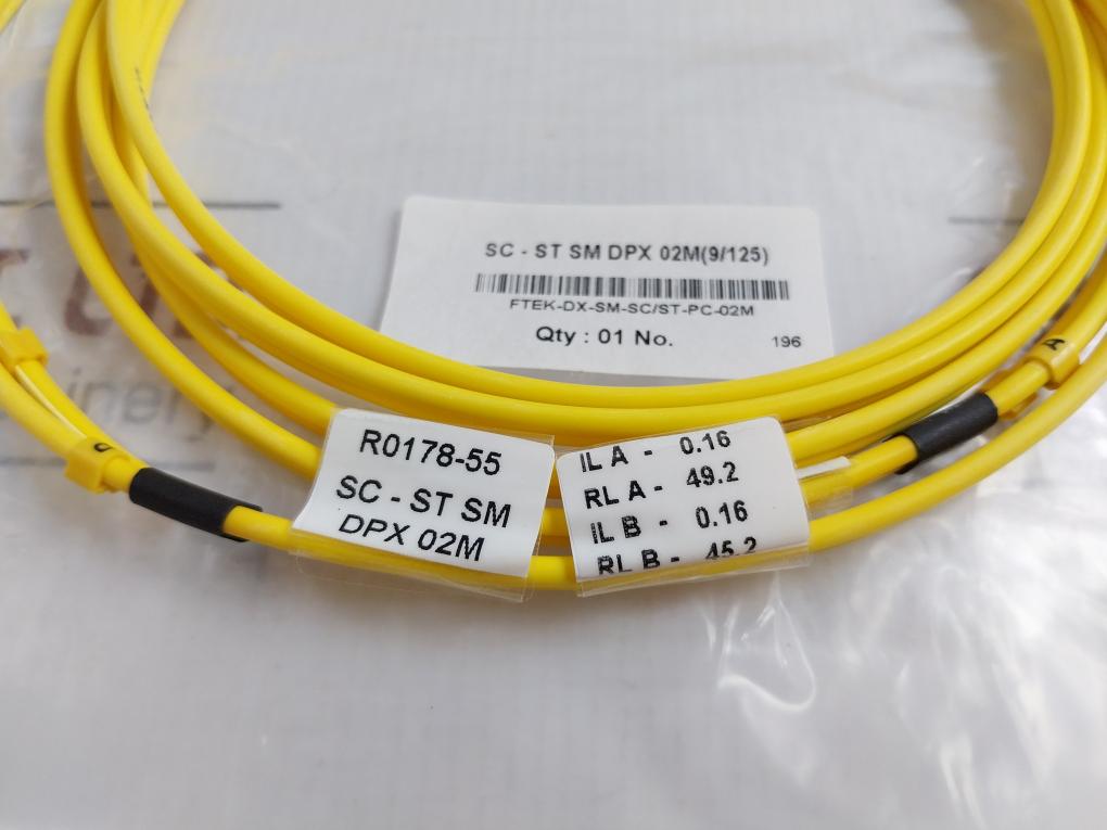 Single Mode Duplex Fiber Optic Patch Cable Set Ftek-dx-sm-sc/St-pc-02M