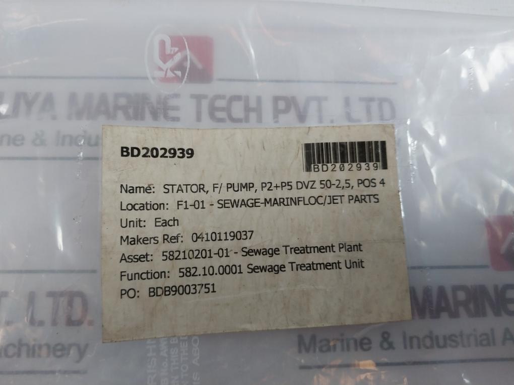 Single Screw Pump Stator Rotor 611983 P2+P5 DVZ 0410119037