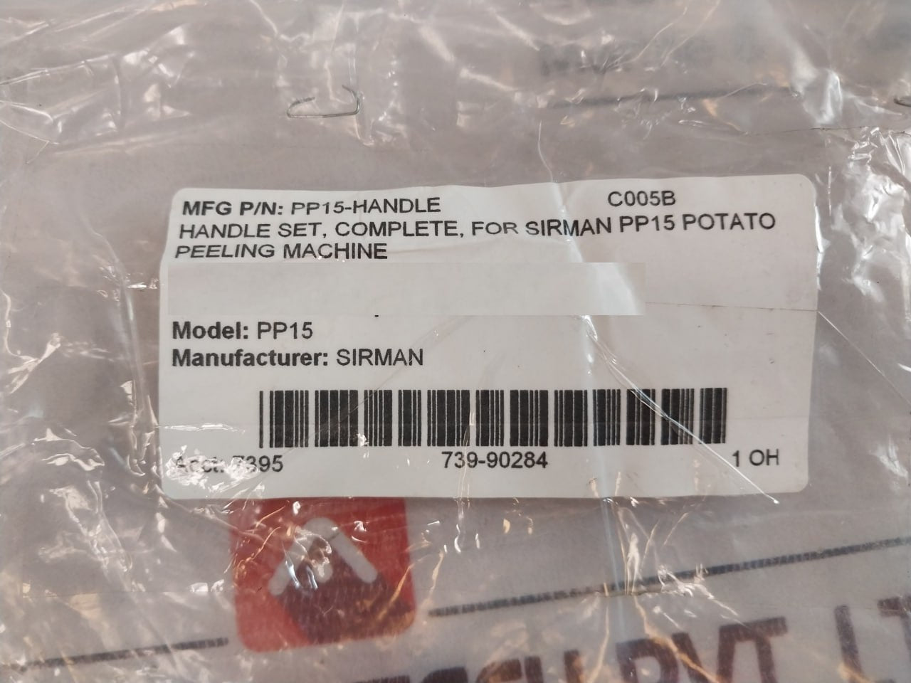 Sirman Pp15-handle Complete Handle For Pp15 Potato Peeling Machine Pp15