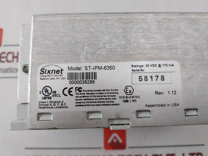 Sixnet St-ipm-6350 Dcs Controller Plc 30 Vdc At 175 Ma 60C Rev.1.12