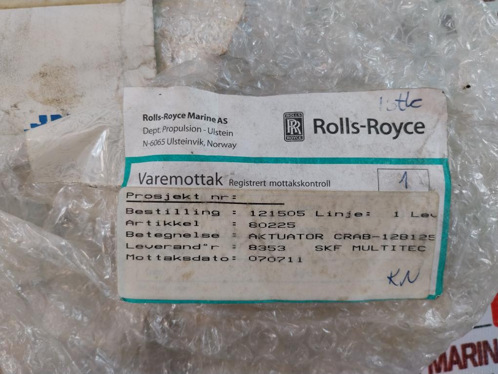 Skf Crab 12 Linear Actuator 0461508-v02, Ul1017012